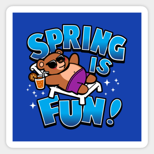 Spring Is Fun Cool Cute Bear Spring Break Chilling Sticker